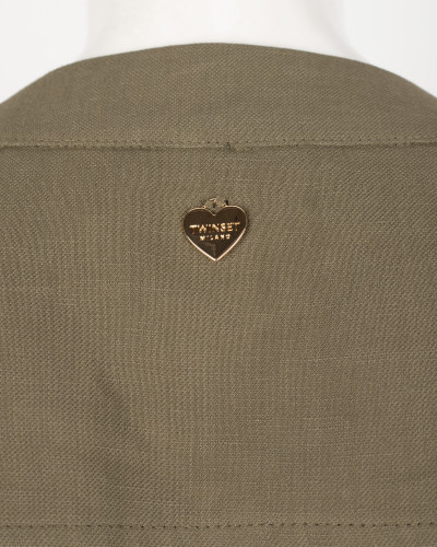 Twinset Sukienka khaki z paskiem bez rękawów