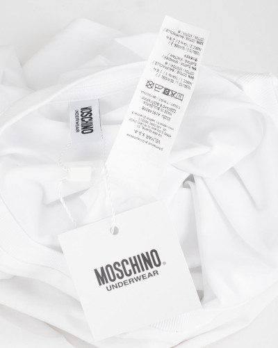 Moschino Biała bluzka krótka z kobietą