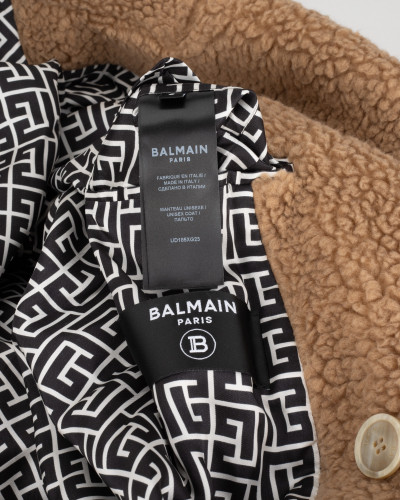 Balmain Płaszcz bezowy męski dwurzędowy