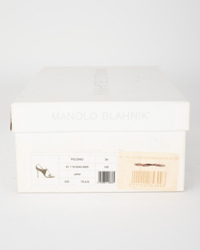Manolo Blahnik  bezowe wiązane sandały