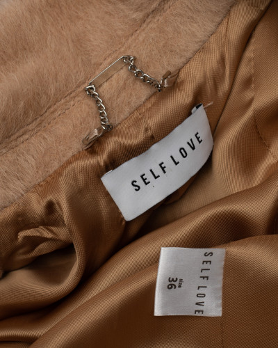 Self-love Płaszcz brązowy z aplaki dlugi oversize