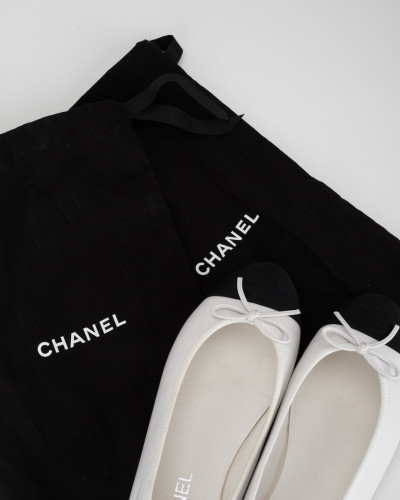 Chanel  Baleriny biało czarne