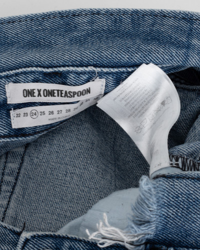 One Teaspoon niebieskie jeansowe szorty z odwijanymi nogawkami rozmair 24