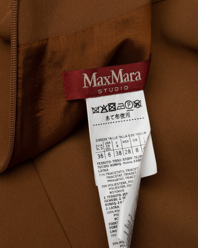 Max Mara Sukienka brązowa z plisowaniem