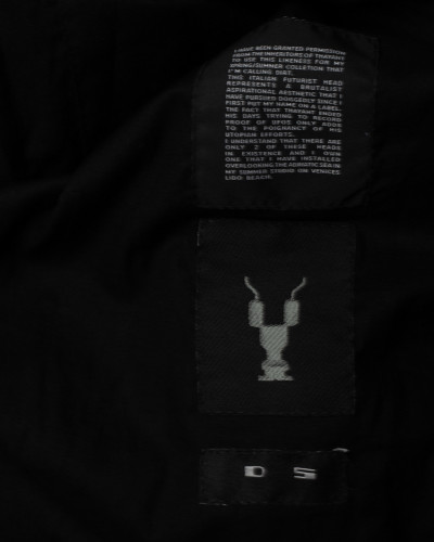 Rick Owens czarna parka z kapturem i naszywkami