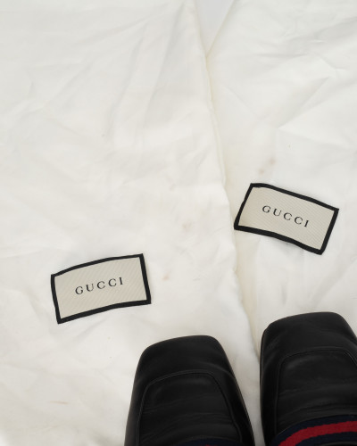 Gucci Loafer czarne z perlami na podeszwie i zlota klamra