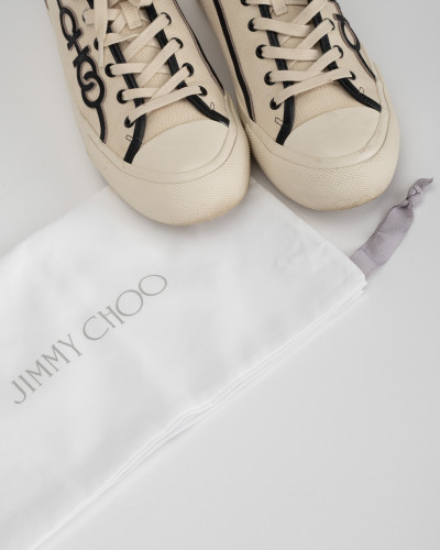 Jimmy Choo trampki bezowe z czsrna lamowka (delikatne przybrudzenia)