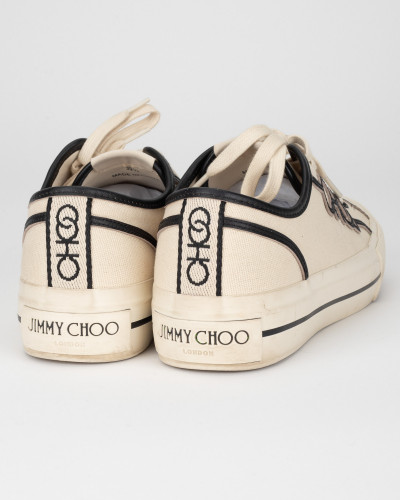 Jimmy Choo trampki bezowe z czsrna lamowka (delikatne przybrudzenia)