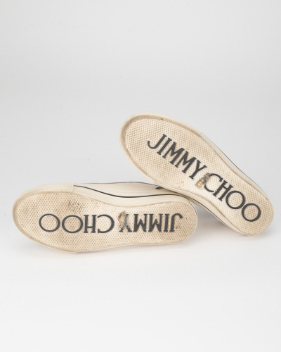 Jimmy Choo trampki bezowe z czsrna lamowka (delikatne przybrudzenia)