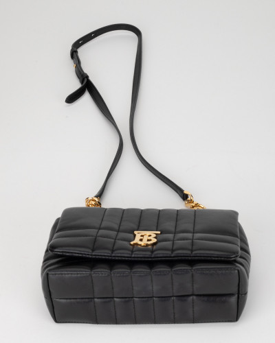 Burberry Mała torebka pikowana czarna TB (przetrącia na rogach)