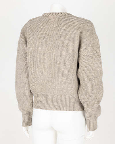 Bottega Veneta Sweter szary z aplikacja przy szyi