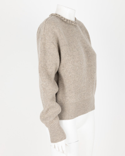 Bottega Veneta Sweter szary z aplikacja przy szyi