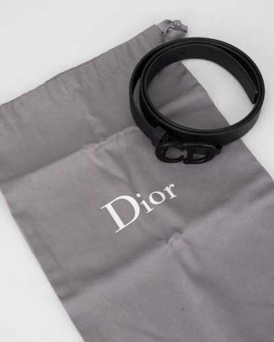 Dior Pasek czarny cienki z logo